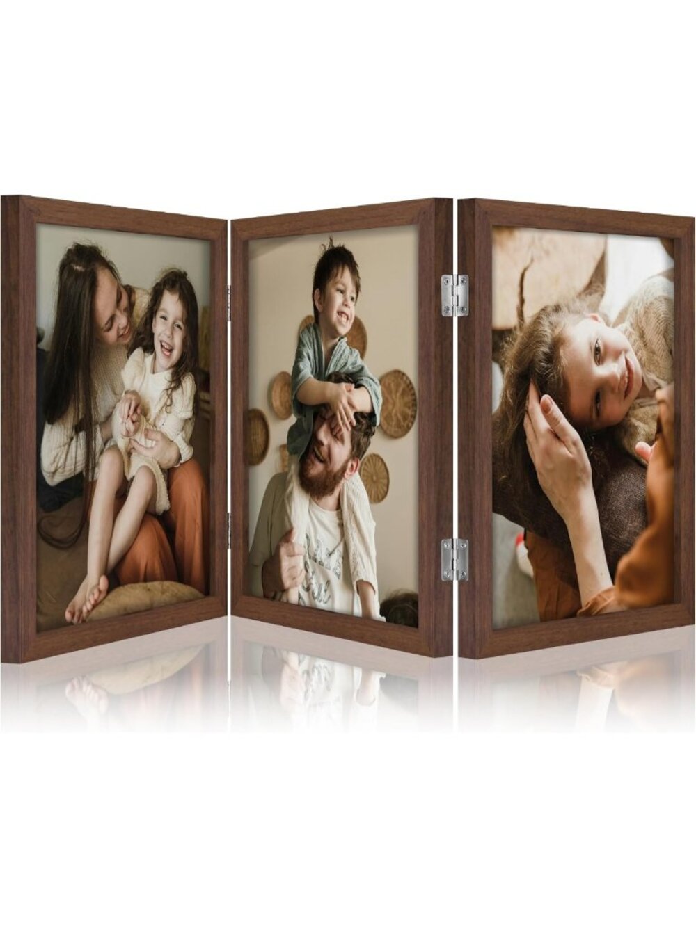 Elegant Brown Triple 8x10 Picture Frame - Vertical Display for Home Decor